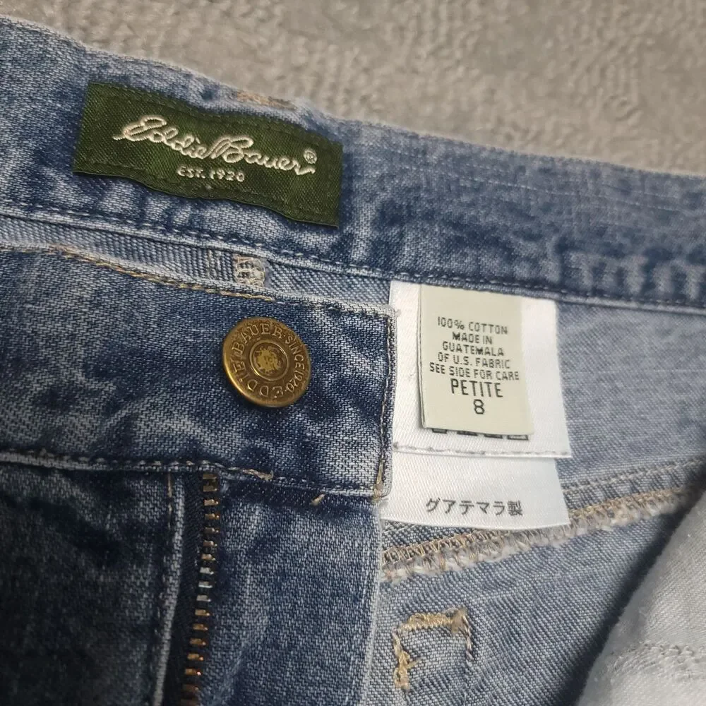 Vintage Eddie Bauer Capri Jeans Womens 8 Petite Blue Denim Cotton Cropped Pants